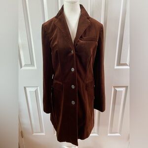 Lauren Ralph Lauren Brown Velvet Four Button Long Blazer/Coat Size M